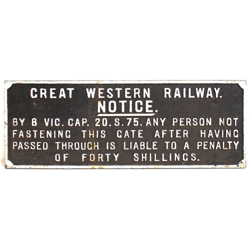 311 - Selection of Cast Iron signs/notices - GWR Gate Notice (GTGW504) 29½