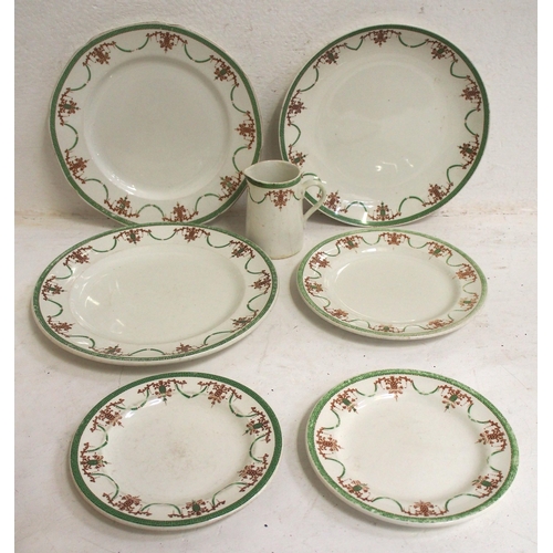 318 - Collection of Southern Rly table china - six plates, milk jug & a SR antimacassar. (A2X) (Dispatch b... 