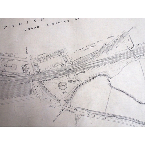 321 - Trent Valley Railway rolled historical plans/survey on stiff linin of route between RUGBY STATION & ... 