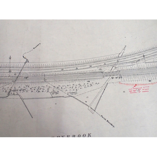 321 - Trent Valley Railway rolled historical plans/survey on stiff linin of route between RUGBY STATION & ... 