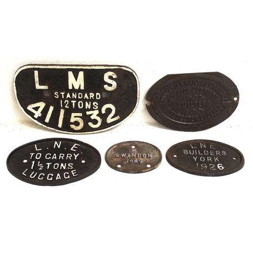 367 - Selection of wagonplates - cast brass Glos Rly from W55016 