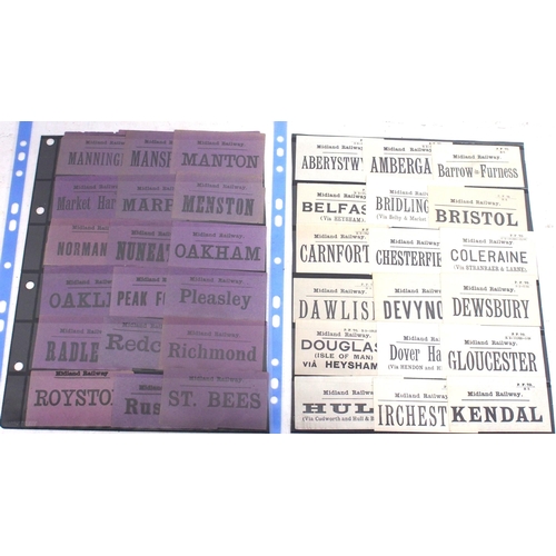 37 - Approx.228 Midland Rly luggage labels showing different types, all housed in plastic sleeves & in go... 