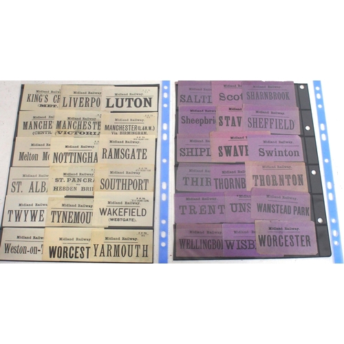 37 - Approx.228 Midland Rly luggage labels showing different types, all housed in plastic sleeves & in go... 