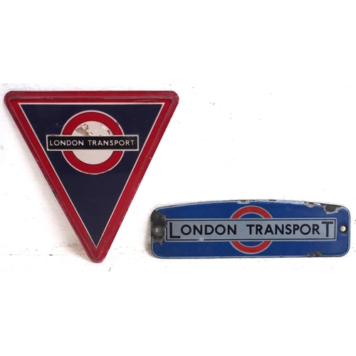 387 - London Transport bus plastic/perspex radiator badge & enamel (rear marked RTW 13), condition as per ... 