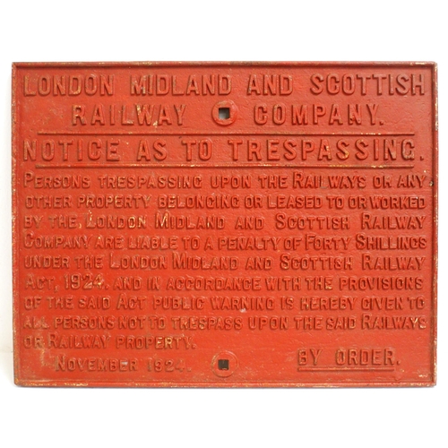 394 - LMS C/I trespass notice (TPLM2023B) dated 1924, 26¾