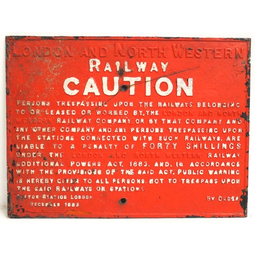 408 - LNWR C/I trespass notice (TPLN302), 25 7/8