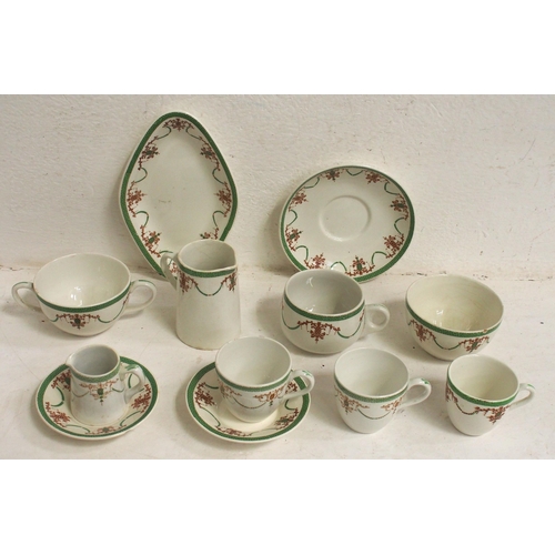 413 - Selection of Southern Rly table china including coffee cups, teacups, saucers, serving dish, milk/cr... 