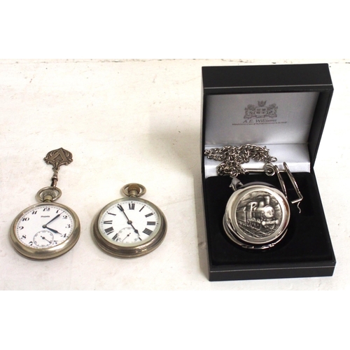 451 - Three non-working pocket watches - BR(S) 7111 by Phinix, LMS 13345 & Days of Steam watch in presenta... 