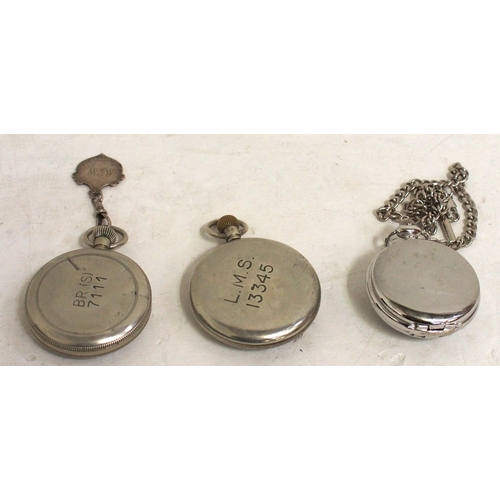 451 - Three non-working pocket watches - BR(S) 7111 by Phinix, LMS 13345 & Days of Steam watch in presenta... 