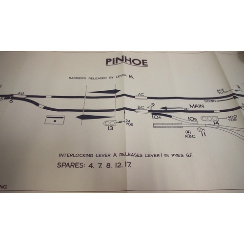 498 - Official BR(W) signal box diagrams (office copies) most with official stamp - WARMLEY (2), PINHOE 19... 