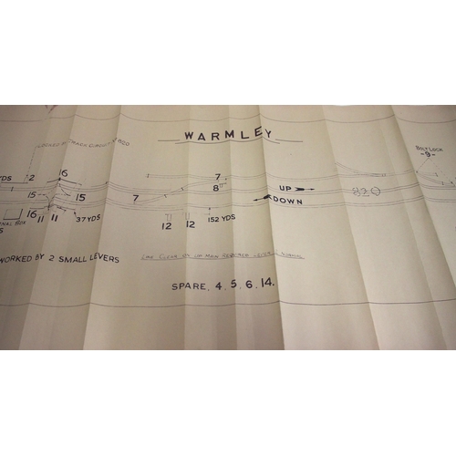 498 - Official BR(W) signal box diagrams (office copies) most with official stamp - WARMLEY (2), PINHOE 19... 