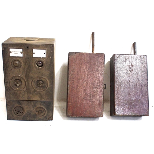 532 - Two wooden cased signal box lever locks, Bakelite cased indicator. (3) (B2X) (Dispatch by Mailboxes/... 