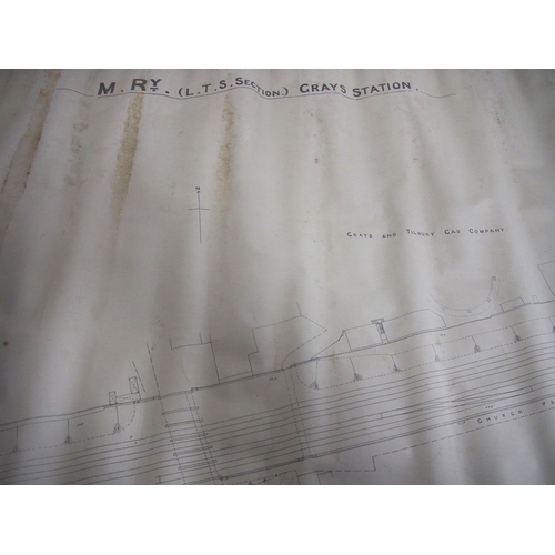 534 - Rolled on canvas coloured large paper plan of ROMFORD station (old) (C1) (Dispatch by Mailboxes/Coll... 