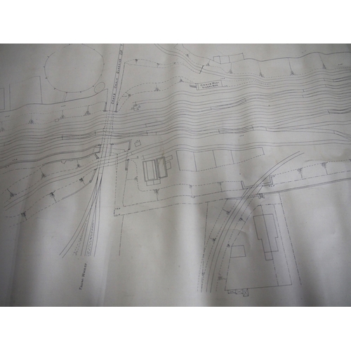 534 - Rolled on canvas coloured large paper plan of ROMFORD station (old) (C1) (Dispatch by Mailboxes/Coll... 