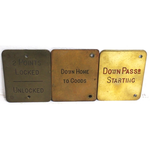 587 - Midland Rly signal box brass lever frame back plates - 