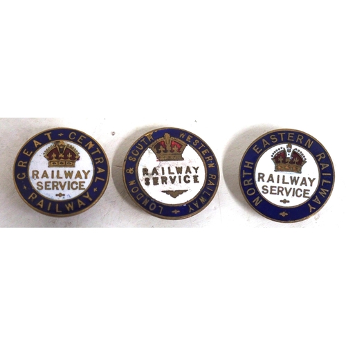 591 - WW1 enamel Railway service collar badges - 