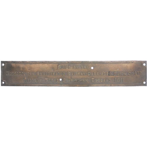 714 - Coach plate, Metropolitan Amalgamated Railway Carriage & Wagon Co Ltd, Saltley Works, Birmingham, En... 