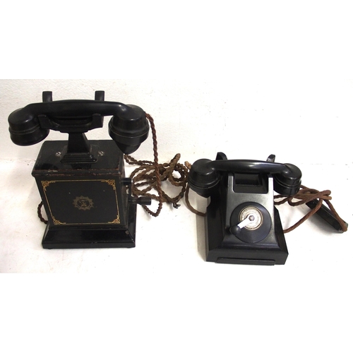 717 - Ericsson steel cased Station Master's / Office telephone with side hand crank & Ericsson desk teleph... 