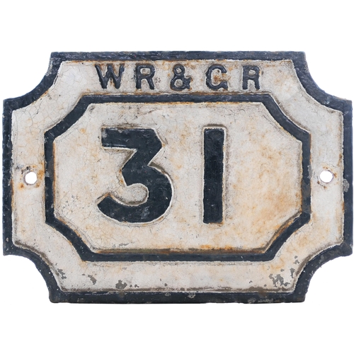 720 - West Riding & Grimsby Railway viaduct plate, WR&GR, 31, cast iron, 14½