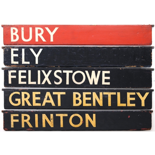 774 - Liverpool Street departure indicator boards, FRINTON, GREAT BENTLEY, BURY, ELY, FELIXSTOWE, painted ... 