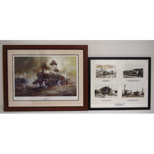 Three framed & glazed items - official plan of "CARLISLE" running lines mounted & framed 54"x 31", framed print David Weston artist proof 3/25 & montage of B&W prints showing Gillingham. (3) (DESK) (Dispatch by Mailboxes/Collect from Banbury Depot)