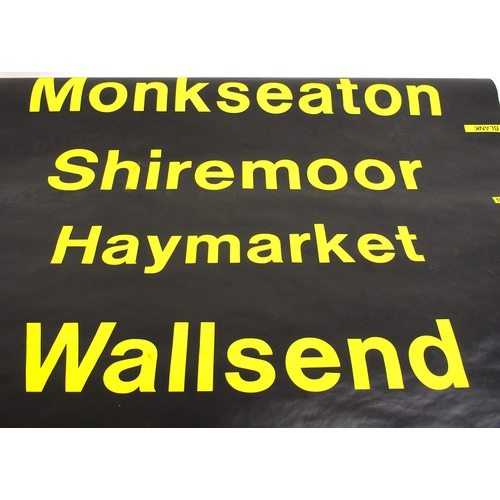 781 - Northern Trains train destination roller blind destinations including Wallsend, Shiremoor, Monkseato... 