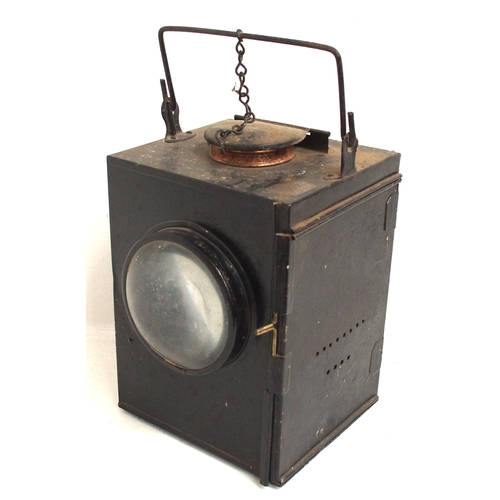 840 - LMS (LNWR pattern) large signal lamp reservoir unit, case embossed LMS, originated from the Llandove... 