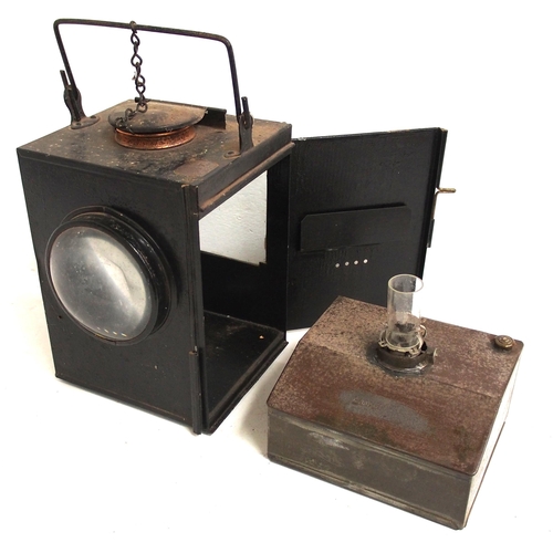 840 - LMS (LNWR pattern) large signal lamp reservoir unit, case embossed LMS, originated from the Llandove... 