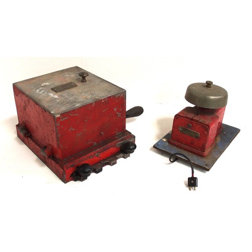 770 - Railway Signal Co (RSC) signal box hand generator & bell to work in conjunction with miniature staff... 