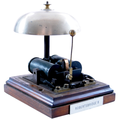 26 - A Southern Railway block bell, with trafolite plate, ROBERTSBRIDGE B, a box on the Hastings to Tunbr... 