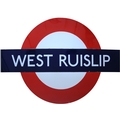 A London Transport target sign, WEST RUISLIP, enamel, three sections ...