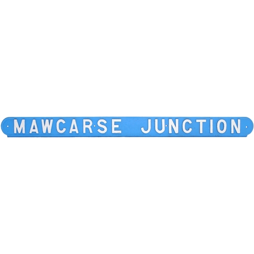An LNER seat back plate, MAWCARSE JUNCTION, from the Perth to Dunfermline route. The station closed in 1964. Cast iron, length 55¾", repainted. (Dispatch by Mailboxes/Collect from Banbury Depot)