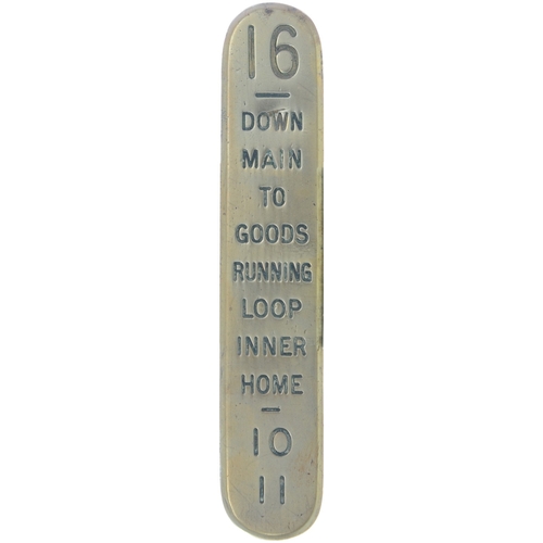 42 - A pair of GWR signal lever plates from Abercarn Loop Signal Box, 16, DOWN MAIN TO GOODS RUNNING LOOP... 