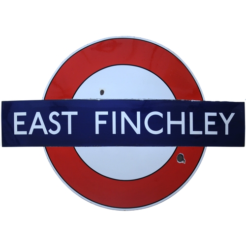 429 - A London Transport target sign, EAST FINCHLEY, enamel, three ...