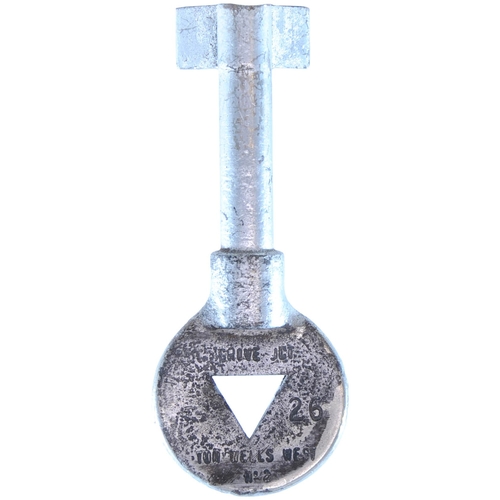 A single line key token, GROVE JCT-TUN WELLS WEST NO 2, (chromed steel), from the Eridge to Tunbridge Wells Central route. This section closed in 1985. (Collect from Banbury Depot/Posted by Woodford Halse Office)