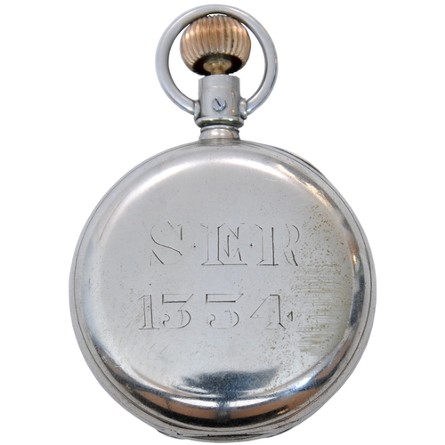 50 - A South Eastern Railway pocket watch, by the American  Waltham Watch Co, the rear of the outer case ... 