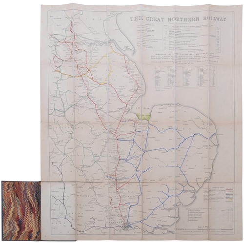 55 - A Great Northern Railway general system map, c1846, showing existing lines and lines in progress, d.... 