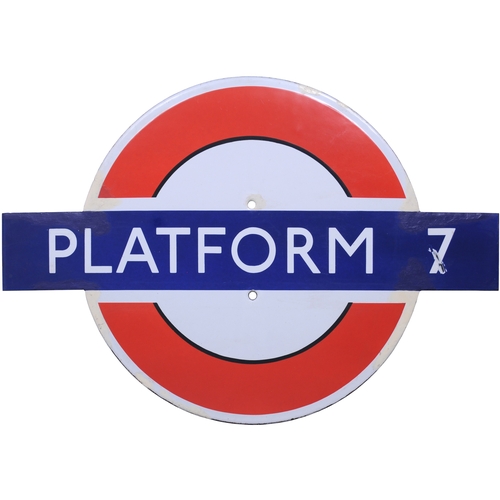 A London Underground target sign, PLATFORM 7, a single enamel panel ...
