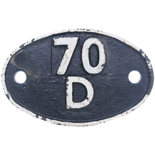 398 - A shedplate 70D Basingstoke (1948-September 1963), Eastleigh (September 1963-May 1973). The front re... 
