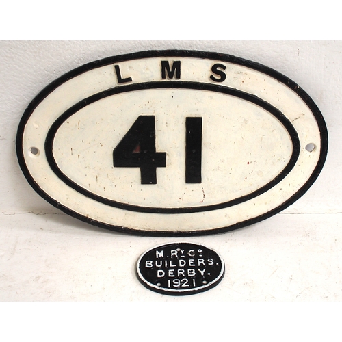 LMS C/I bridgeplate "41" & Midland Rly builders 1921 Derby C/I wagonplate. (2) (C4) (Dispatch by Mailboxes/Collect from Banbury Depot)
