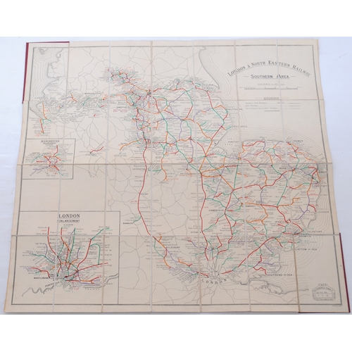 Map, LNER Southern Area, map showing dates of opening of lines, 1942, d ...