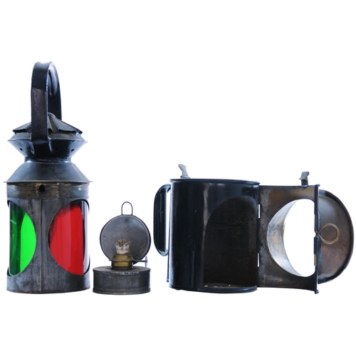 528 - A North British Railway three aspect handlamp, the case stamped NBR PORTOBELLO, a station just east ... 