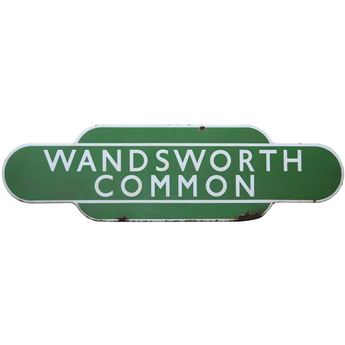 A BR(S) totem sign, WANDSWORTH COMMON, (f/f), from the Brighton Main Line. Excellent colour and shine, as removed from the station. (Dispatch by Mailboxes/Collect from Banbury Depot)
