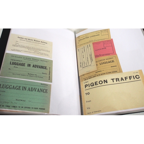 Selection of luggage labels held in sleeve album inc. BR, SR, LNWR, BR ...
