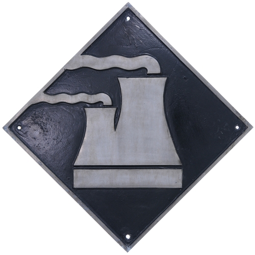 A depot plaque, TOTON (cooling towers), cast aluminium, 17¾" square, the front repainted. (Dispatch by P&P Agent/Collect from Banbury Depot)