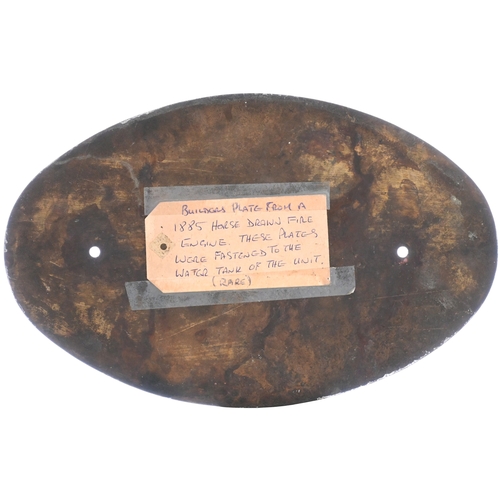 11 - A builders plate, SHAND, MASON & Co, ENGINEERS, LONDON, from am 1885 horse-drawn fire engine, as fit... 