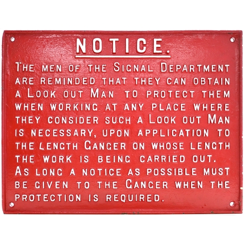 12 - A warning notice, informing men of the signalling department that they can request a look-out man fr... 