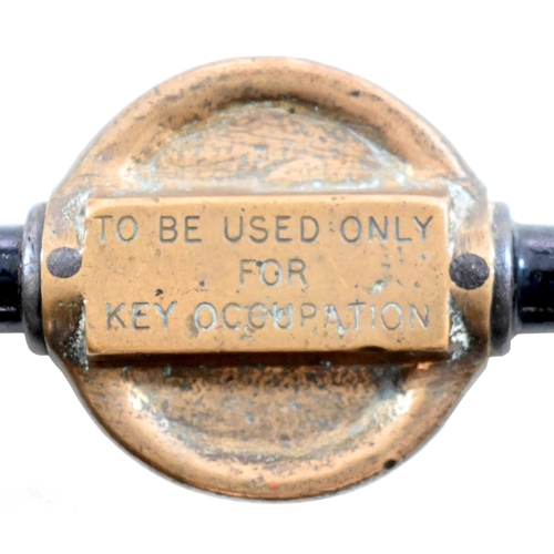 120 - A Railway Signal Company key token, IPSTONES-CALDON QUARRY, (brass/steel), from the Leek Brook Junct... 