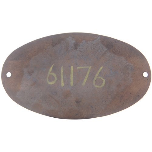 23 - A worksplate, VULCAN FOUNDRY, 5534, NEWTON-LE-WILLOWS, 1947, from a LNER Class B1 4-6-0 1176. Renumb... 