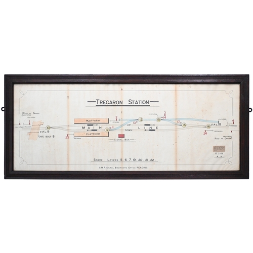 250 - A GWR signal box diagram, TREGARON STATION, 1909, from the Aberystwyth to Carmarthen route, drawn by... 